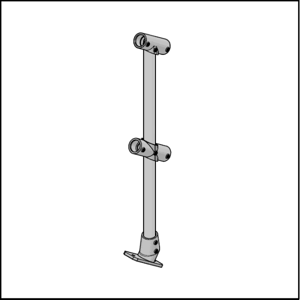 2 Pipe Railing Stair Intermediate Posts - Angle Mount