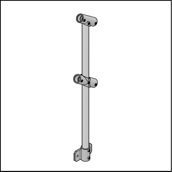 2 Pipe Railing Stair Intermediate Posts - Side Mount