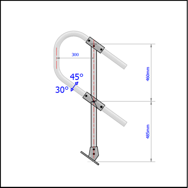 2 Pipe Railing Stair Bottom Posts - Angle Mount - Image 2
