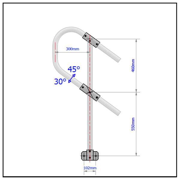 2 Pipe Railing Stair Top Posts - Side Mount - Image 2