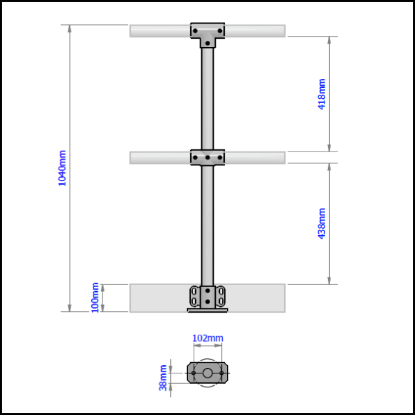2 Pipe + Kick Plate Railing Intermediate Posts - Image 2