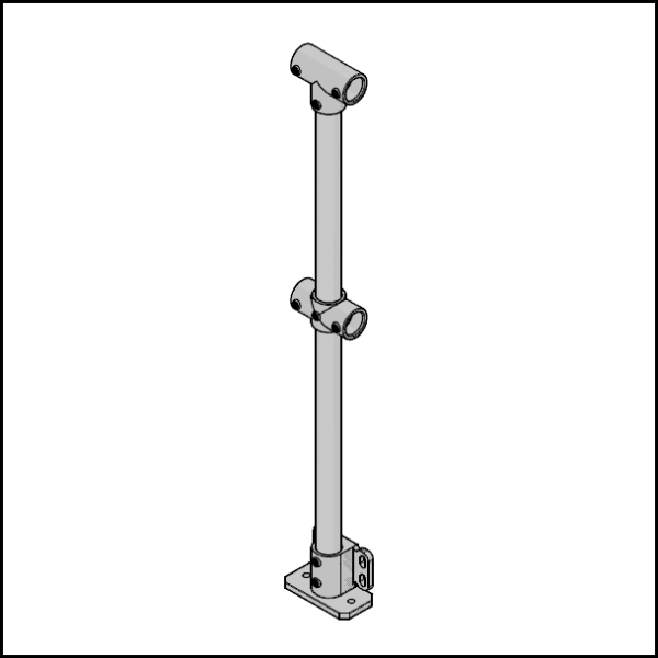 2 Pipe + Kick Plate Railing Intermediate Posts
