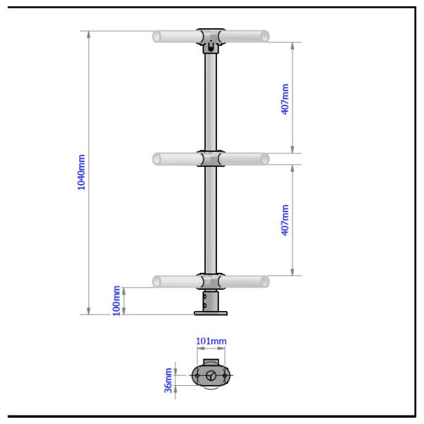 3 Pipe Railing Corner Posts - Image 2