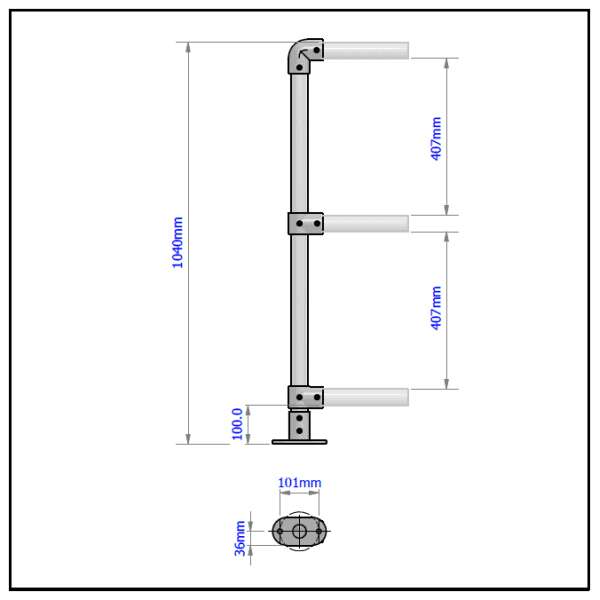 3 Pipe Railing End Posts - Image 2