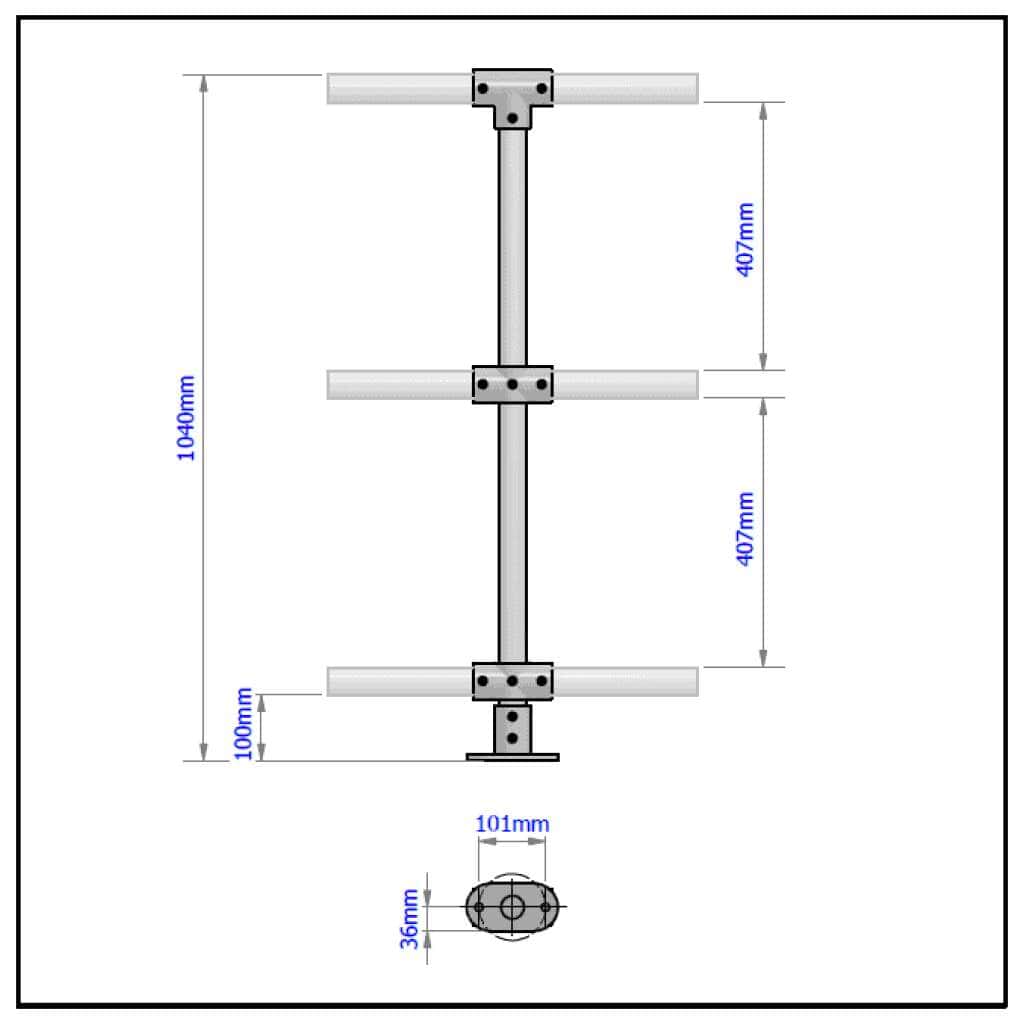 Hd Intermediate Railing 3 Pipe Railing Intermediate Posts - Advantage Industries