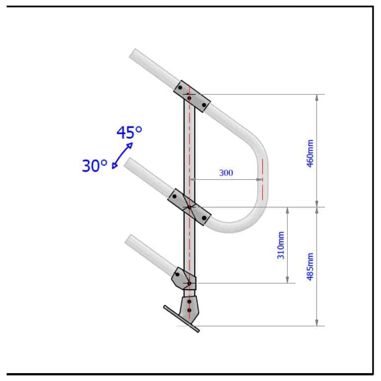 3 Pipe Railing Stair Bottom Posts - Angle Mount - Advantage Industries
