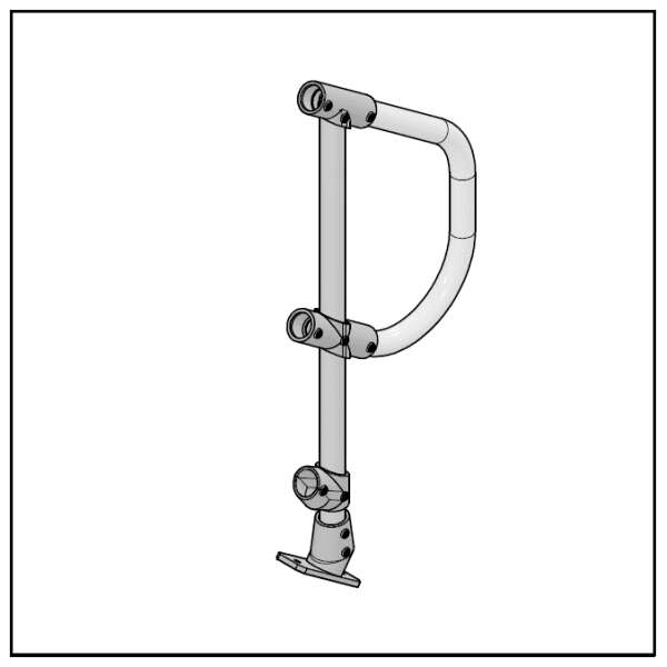 3 Pipe Railing Stair Bottom Posts - Angle Mount
