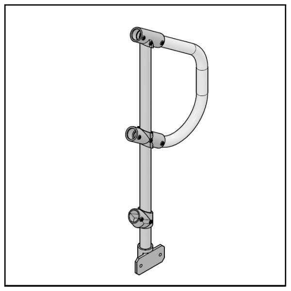 3 Pipe Railing Stair Bottom Posts - Side Mount