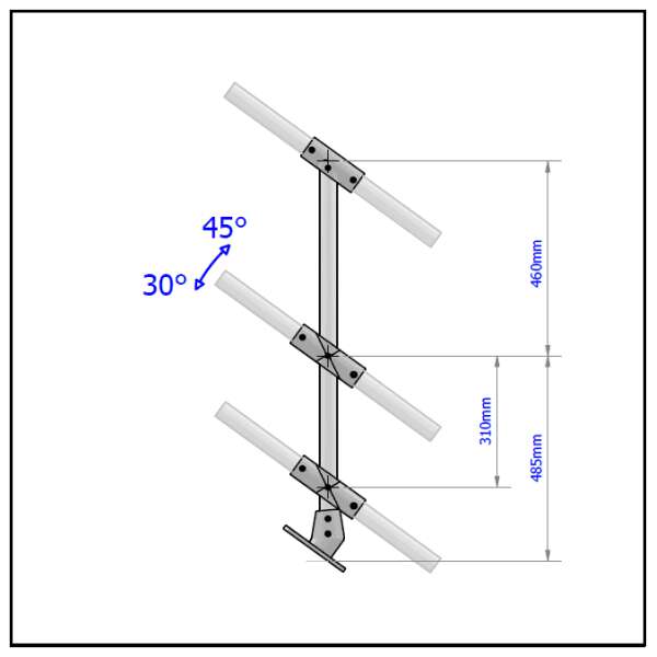 3 Pipe Railing Stair Intermediate Posts - Angle Mount - Image 2