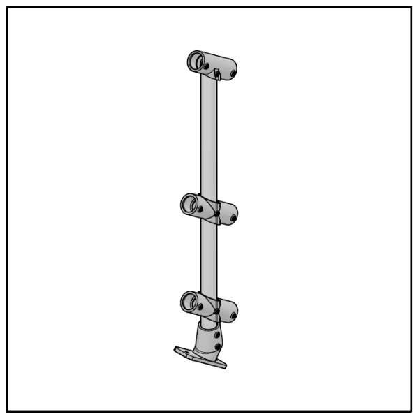 3 Pipe Railing Stair Intermediate Posts - Angle Mount