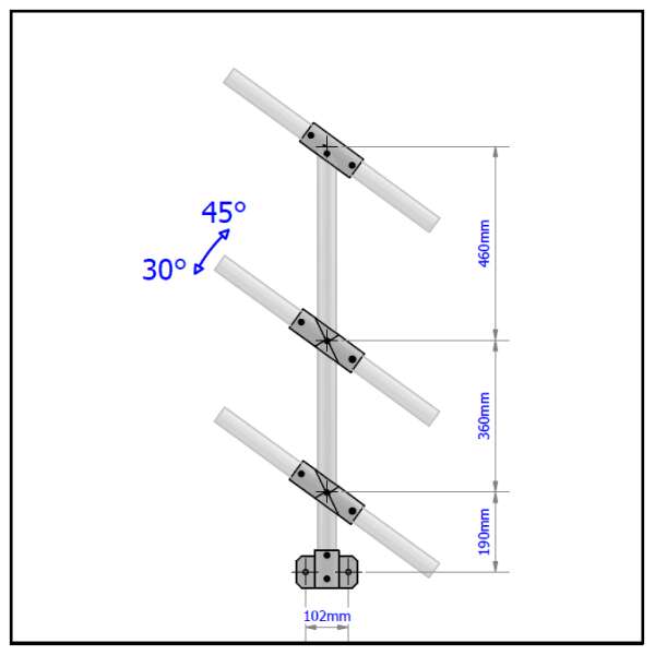 3 Pipe Railing Stair Intermediate Posts - Side Mount - Image 2
