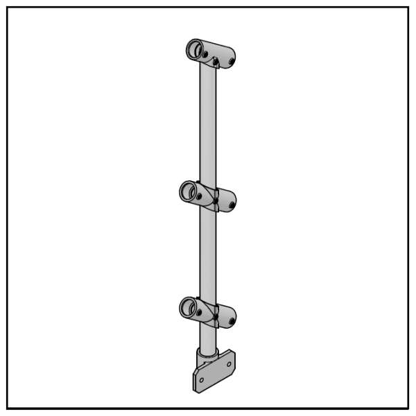 3 Pipe Railing Stair Intermediate Posts - Side Mount
