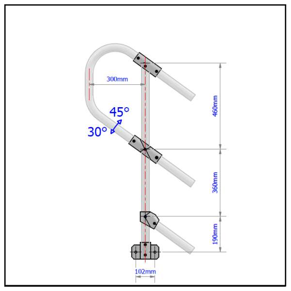 3 Pipe Railing Stair Top Posts - Side Mount - Image 2
