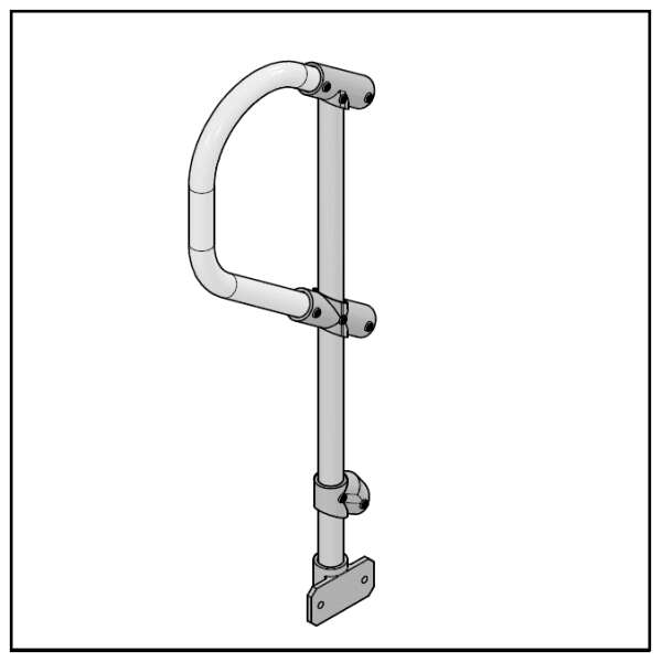 3 Pipe Railing Stair Top Posts - Side Mount