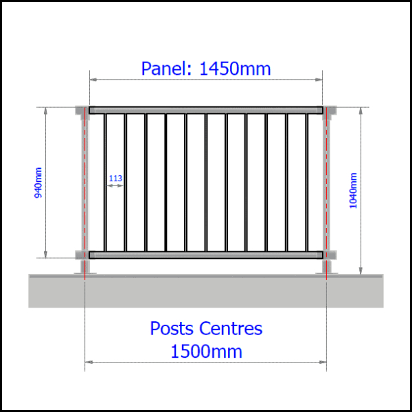 Balustrade Panel -1450mm - Image 2