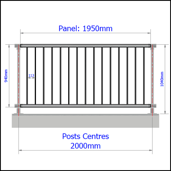 Balustrade Panel -1950mm - Image 2