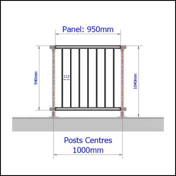 Balustrade Panel - 950mm - Image 2