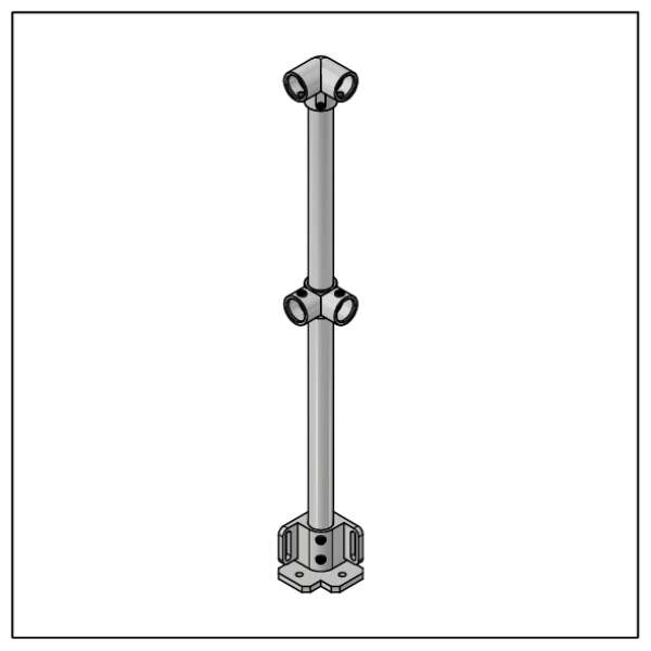 2 Pipe + Kick Plate Railing Corner Posts