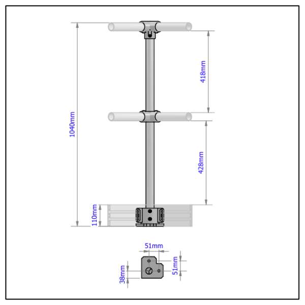 2 Pipe + Kick Plate Railing Corner Posts - Image 2