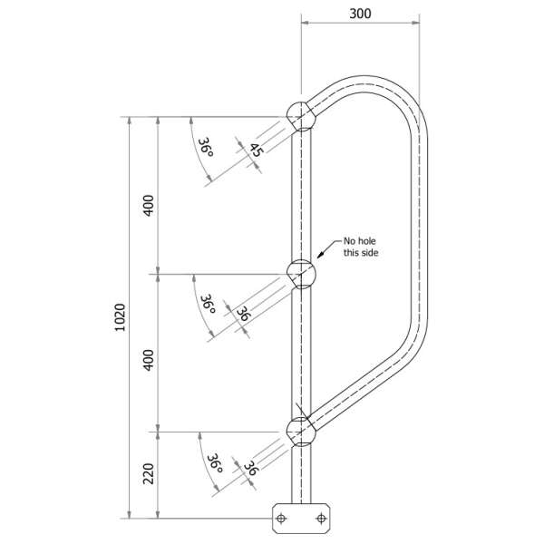 3 Rail - Angled Side Mount Post - Top Post