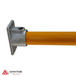 Narrow wall flange fitting for ModuClamp 221 pipe system in construction.